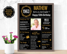 Load image into Gallery viewer, 1963 DIY Birthday Poster - Classic Printable Design