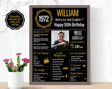 Load image into Gallery viewer, 50th DIY Birthday Poster - 1972 Classic Printable Design