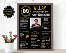 Load image into Gallery viewer, 1973 DIY Birthday Poster - Classic Printable Design