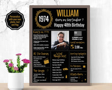 Load image into Gallery viewer, 1974 DIY Birthday Poster - Classic Printable Design