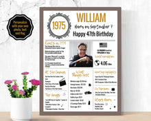 Load image into Gallery viewer, 1975 DIY Birthday Poster - Classic Printable Design