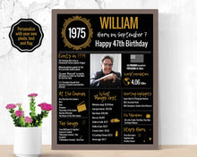 Load image into Gallery viewer, 1975 DIY Birthday Poster - Classic Printable Design