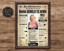 Load image into Gallery viewer, Back in 1958 Newspaper Printable - The 1958 Chronicle