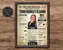 Load image into Gallery viewer, 60th Birthday Poster - The 1962 Chronicle