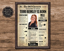 Load image into Gallery viewer, Back in 1963 Newspaper Printable - The 1963 Chronicle