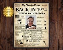 Load image into Gallery viewer, Back in 1974 Newspaper Printable - The Nostalgic Times