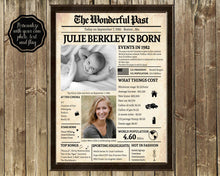 Load image into Gallery viewer, Back in 1982 - 40th Birthday Newspaper Printable - The Wonderful Past