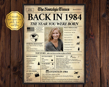 Load image into Gallery viewer, Back in 1984 Newspaper Printable - The Nostalgic Times