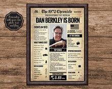 Load image into Gallery viewer, 50th Birthday Poster - The 1972 Chronicle