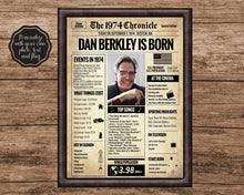 Load image into Gallery viewer, Back in 1974 Newspaper Printable - The 1974 Chronicle