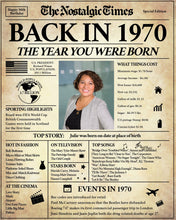 Load image into Gallery viewer, Back in 1970 Newspaper Printable - The Nostalgic Times
