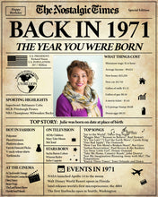 Load image into Gallery viewer, Back in 1971 Newspaper Printable | The Nostalgic Times