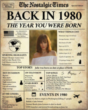 Load image into Gallery viewer, Back in 1980 Newspaper Printable - The Nostalgic Times