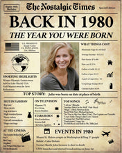 Load image into Gallery viewer, Back in 1980 Newspaper Printable - The Nostalgic Times