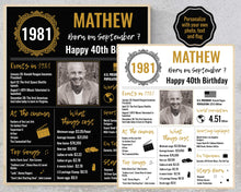 Load image into Gallery viewer, 1981 DIY Birthday Poster | Classic Printable Design