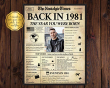Load image into Gallery viewer, Back in 1981 Newspaper Printable | The Nostalgic Times