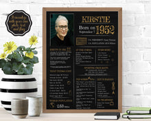 Load image into Gallery viewer, Born in 1952 Chalkboard Printable - 70th Birthday Poster