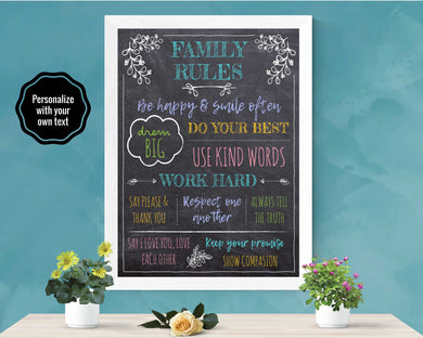 Chalkboard House Rules Sign