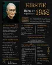 Load image into Gallery viewer, Born in 1952 Chalkboard Printable - 70th Birthday Poster