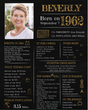 Load image into Gallery viewer, Born in 1962 Chalkboard Printable - 60th Birthday Poster