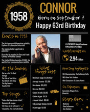 Load image into Gallery viewer, 1958 DIY Birthday Poster - Classic Printable Design