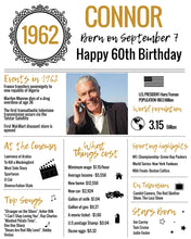 Load image into Gallery viewer, 60th DIY Birthday Poster - 1962 Classic Printable Design