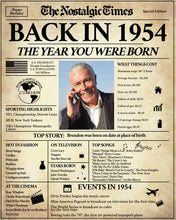 Load image into Gallery viewer, Back in 1954 Newspaper Printable - The Nostalgic Times