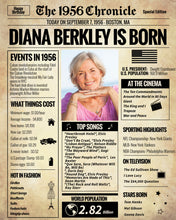 Load image into Gallery viewer, Back in 1956 Newspaper Printable - The 1956 Chronicle