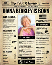 Load image into Gallery viewer, Back in 1957 Newspaper Printable - The 1957 Chronicle