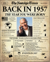 Load image into Gallery viewer, Back in 1957 Newspaper Printable - The Nostalgic Times