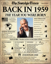 Load image into Gallery viewer, Back in 1959 Newspaper Printable - The Nostalgic Times