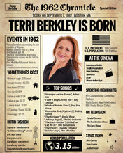 Load image into Gallery viewer, 60th Birthday Poster - The 1962 Chronicle