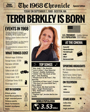 Load image into Gallery viewer, Back in 1968 Newspaper Printable - The 1968 Chronicle