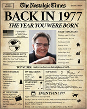 Load image into Gallery viewer, Back in 1977 Newspaper Printable - The Nostalgic Times