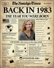 Load image into Gallery viewer, Back in 1983 Newspaper Printable - The Nostalgic Times