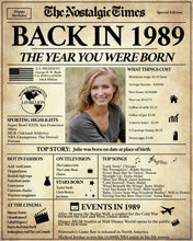 Load image into Gallery viewer, Back in 1989 Newspaper Printable - The Nostalgic Times