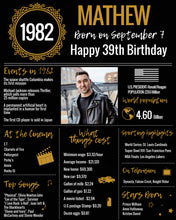 Load image into Gallery viewer, 40th DIY Birthday Poster - 1982 Classic Printable Design