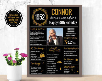 70th DIY Birthday Poster - 1952 Classic Printable Design