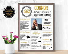 Load image into Gallery viewer, 60th DIY Birthday Poster - 1962 Classic Printable Design

