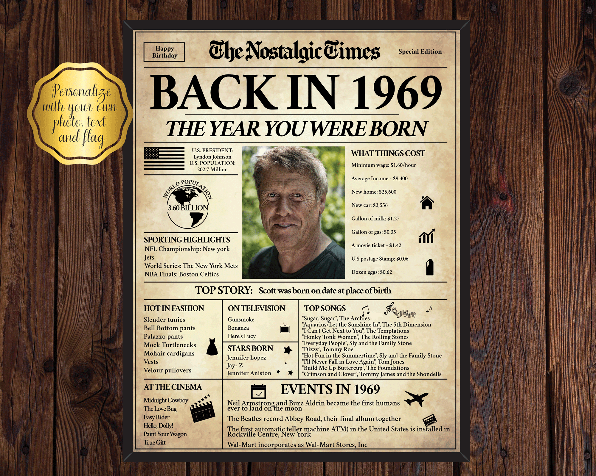Back in 1969 Newspaper Printable - The Nostalgic Times – 10 Posters
