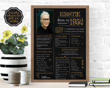 Load image into Gallery viewer, Born in 1952 Chalkboard Printable - 70th Birthday Poster
