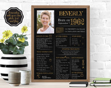 Load image into Gallery viewer, Born in 1962 Chalkboard Printable - 60th Birthday Poster
