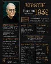 Load image into Gallery viewer, Born in 1952 Chalkboard Printable - 70th Birthday Poster
