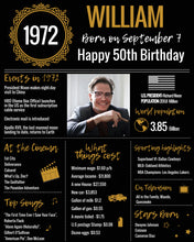 Load image into Gallery viewer, 50th DIY Birthday Poster - 1972 Classic Printable Design

